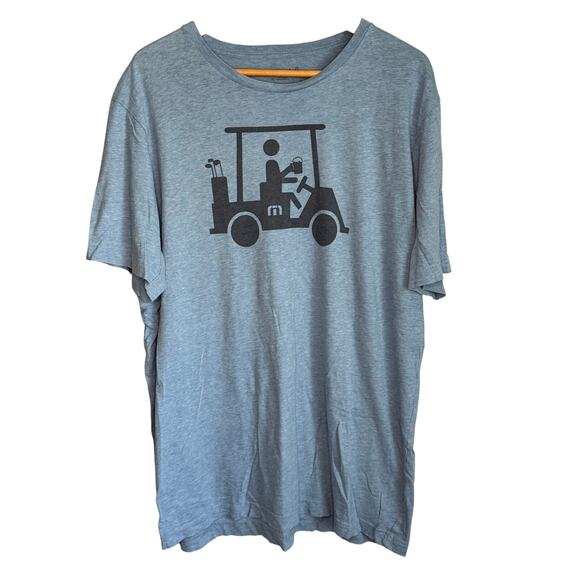 Travis Mathew T-Shirt Men's XL Heather Blue Golf Cart Beverage - Picture 1 of 4